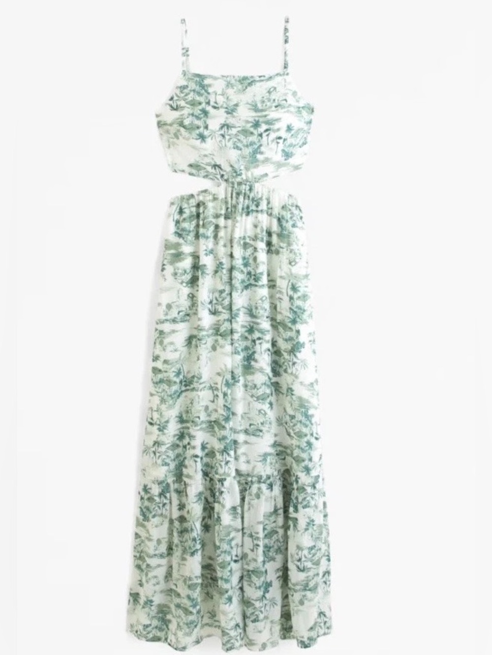 Abercrombie and Fitch Open Back Green Botanical Print Maxi Dress Summer Dress